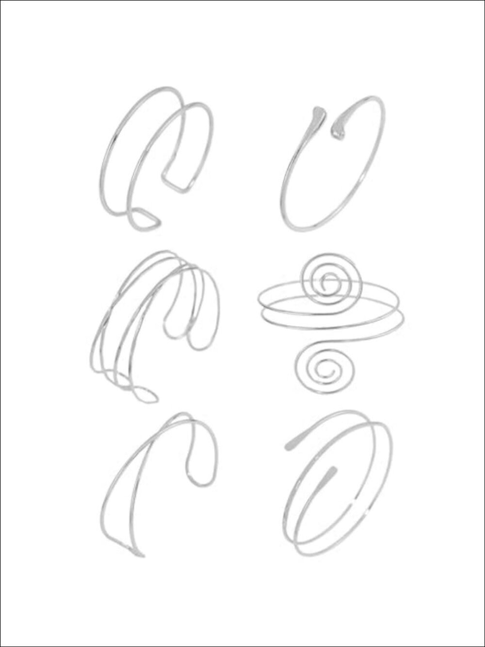 6 Pc Adjustable Arm Cuff Bracelet Set Boho Minimalist Upper Arm Jewelry